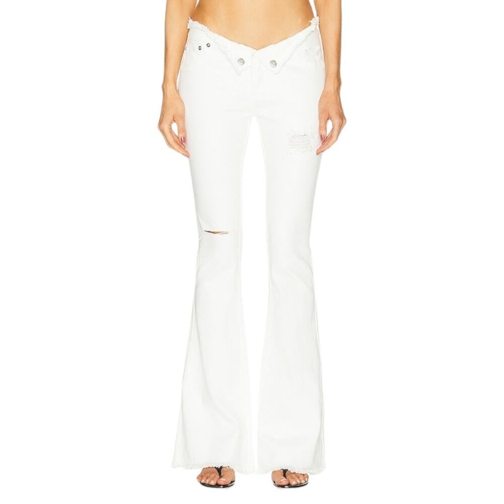 Ser.o.ya Olivia Mid Rise Flare Jeans White